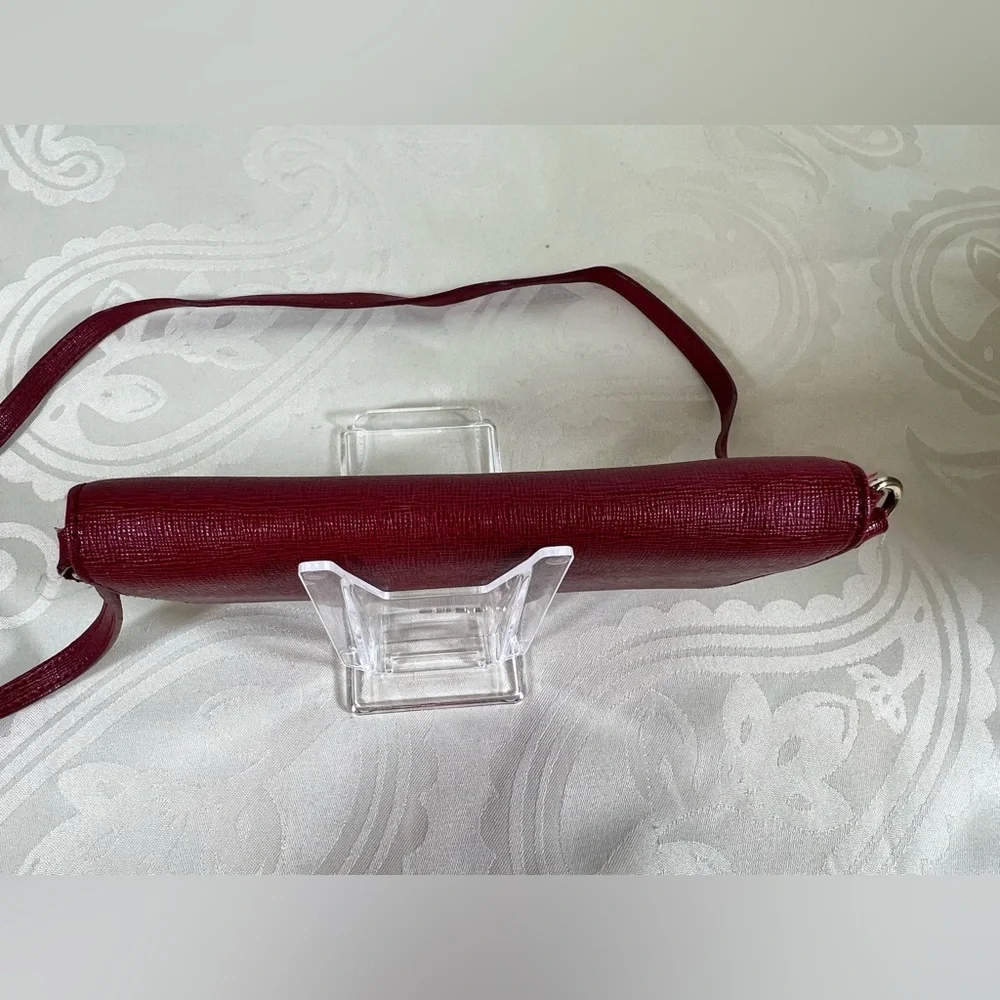 Furla Red Pebbled Leather Wallet on Chain Crossbody Clutch